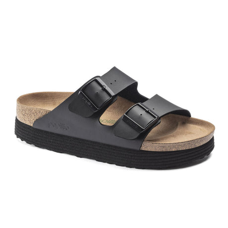 Birkenstock Arizona Grooved Narrow Vegan Platform Slide Sandal (Women) - Black Sandals - Slide - The Heel Shoe Fitters