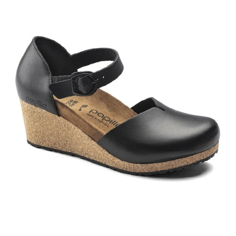 Birkenstock Mary Ring-Buckle Narrow Wedge Sandal (Women) - Black Leather Sandals - Heel/Wedge - The Heel Shoe Fitters