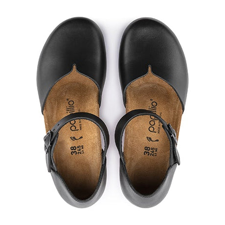 Birkenstock Mary Ring-Buckle Narrow Wedge Sandal (Women) - Black Leather Sandals - Heel/Wedge - The Heel Shoe Fitters