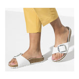 Birkenstock Madrid Big Buckle Narrow Slide Sandal (Women) - White Sandals - Slide - The Heel Shoe Fitters