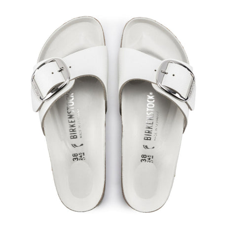 Birkenstock Madrid Big Buckle Narrow Slide Sandal (Women) - White Sandals - Slide - The Heel Shoe Fitters