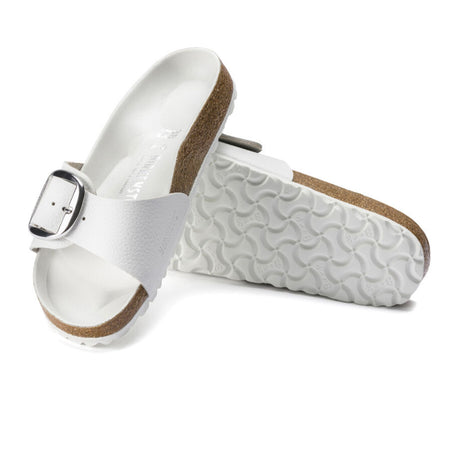 Birkenstock Madrid Big Buckle Slide Sandal (Women) - White Leather Sandals - Slide - The Heel Shoe Fitters