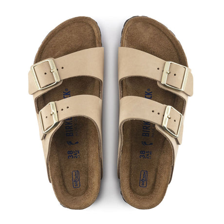 Birkenstock Arizona Soft Footbed Narrow Slide Sandal (Women) - Sandcastle Nubuck Sandals - Slide - The Heel Shoe Fitters