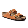 Birkenstock Arizona Soft Footbed Slide Sandal (Women) - Pecan Nubuck Sandals - Slide - The Heel Shoe Fitters
