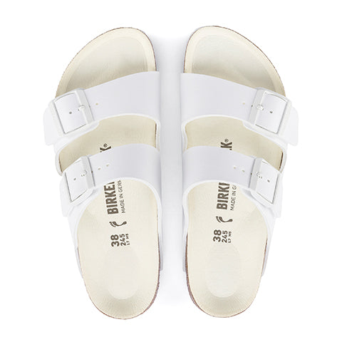Birkenstock Arizona Sandal (Women) - White/White Birko-Flor Sandals - Slide - The Heel Shoe Fitters