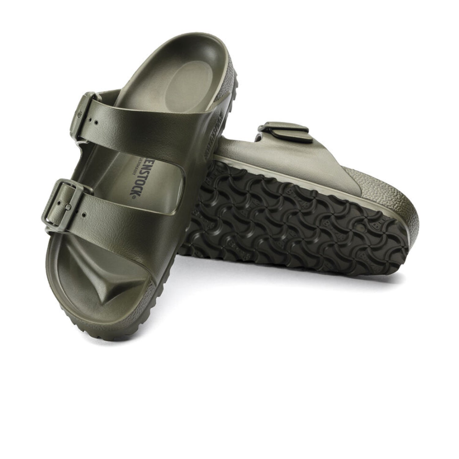 Birkenstock Arizona EVA Slide Sandal (Men) - Khaki/Green Buckle – The ...