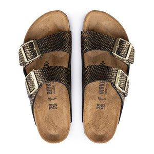 Birkenstock Arizona Microfiber Narrow Slide Sandal (Women) - Shiny Python Black Sandals - Slide - The Heel Shoe Fitters