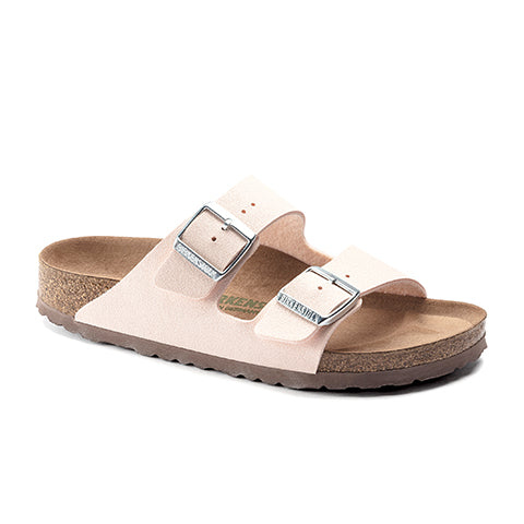 Birkenstock Arizona Vegan Birkibuc Narrow Slide Sandal (Women) - Light Rose Sandals - Slide - The Heel Shoe Fitters