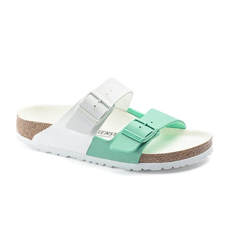 Birkenstock Arizona Split Sandal (Women) - White/Bold Jade Birko-Flor Sandals - Slide - The Heel Shoe Fitters