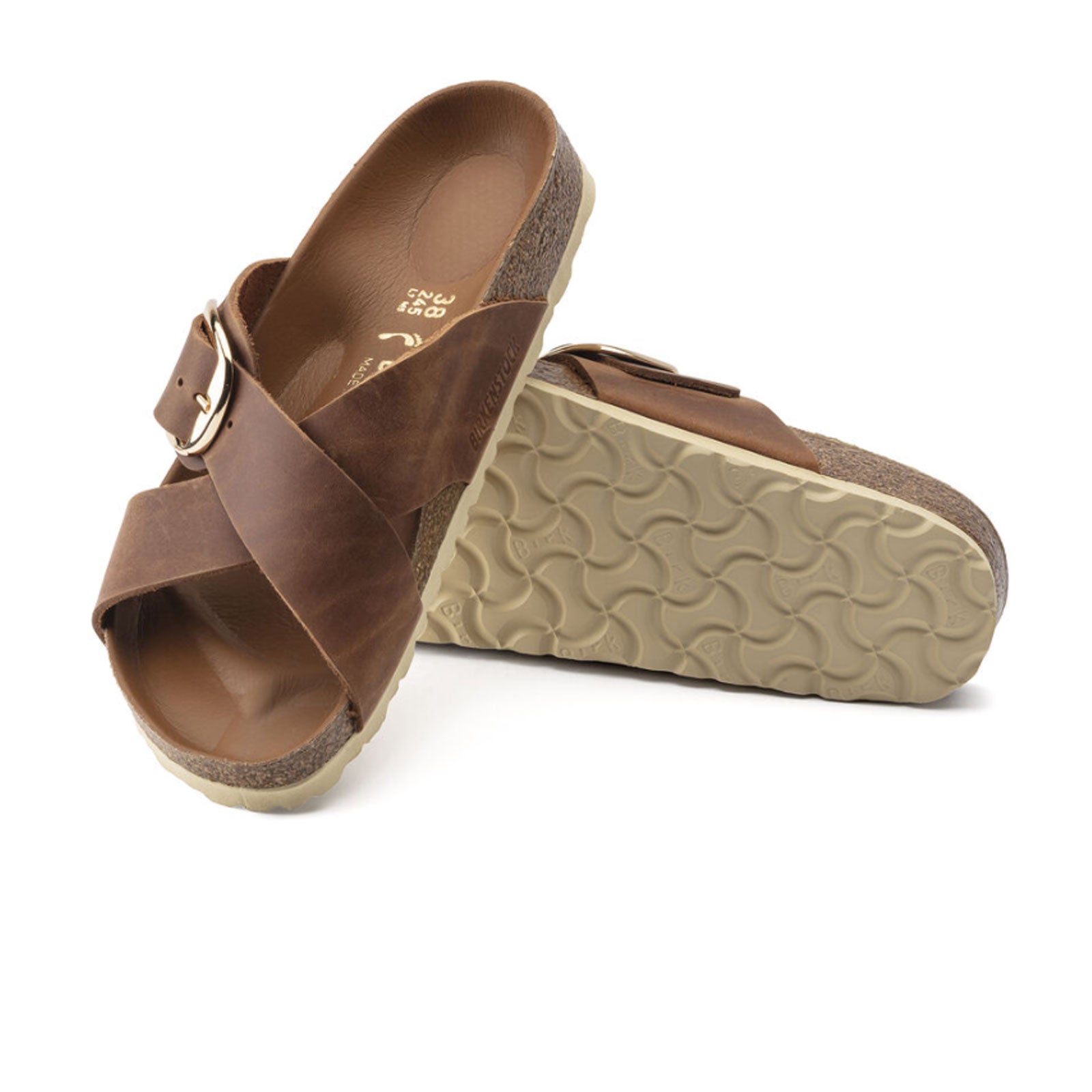 Birkenstock Siena Big Buckle Narrow (Women) - Cognac Oiled Leather ...