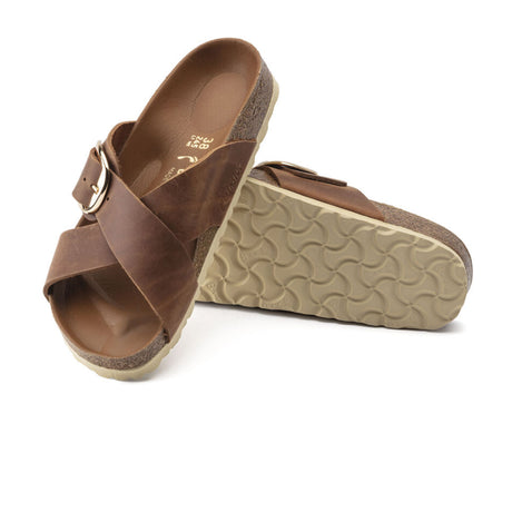 Birkenstock Siena Big Buckle Slide Sandal (Women) - Cognac Oiled Leather Sandals - Slide - The Heel Shoe Fitters