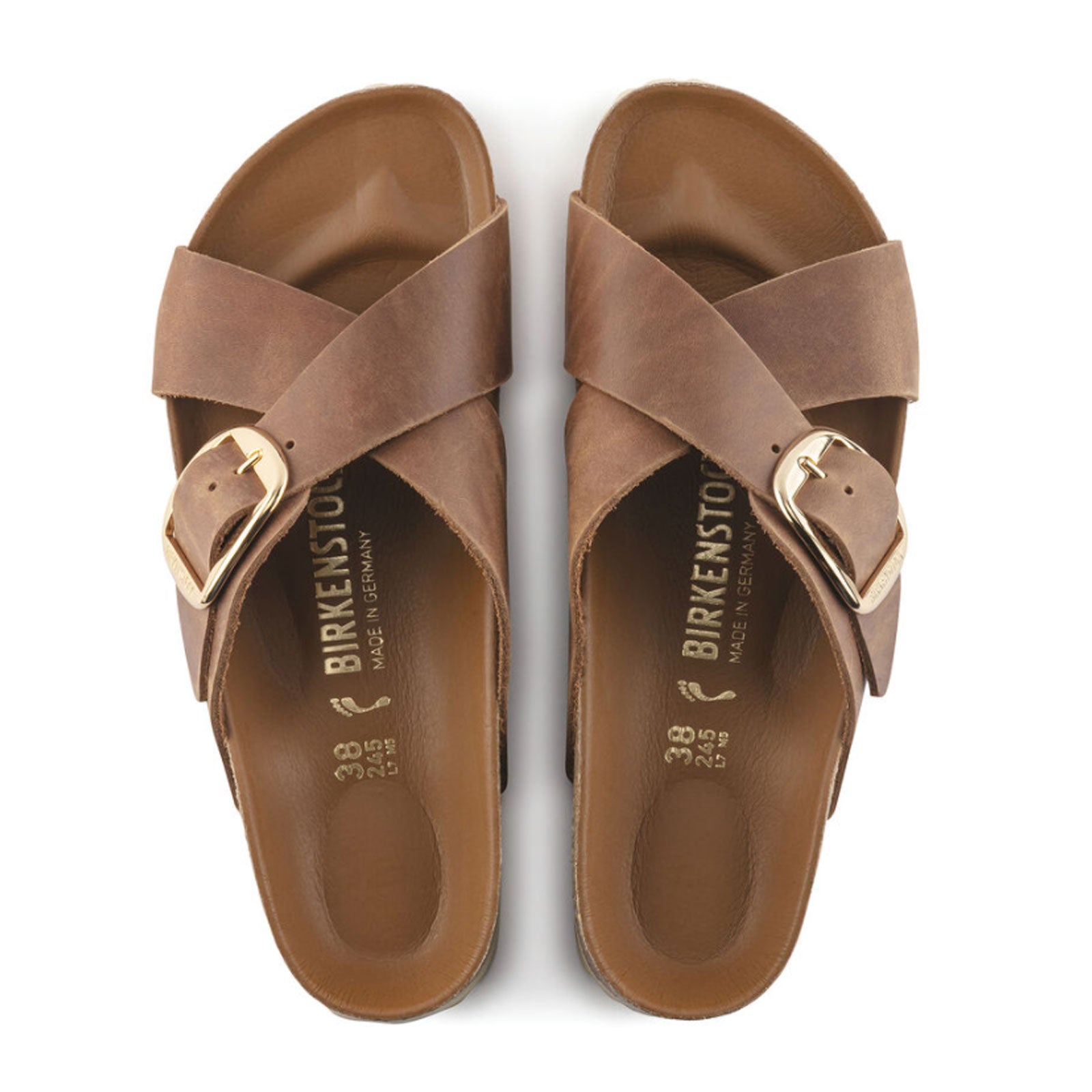 Birkenstock Siena Big Buckle Narrow (Women) - Cognac Oiled Leather