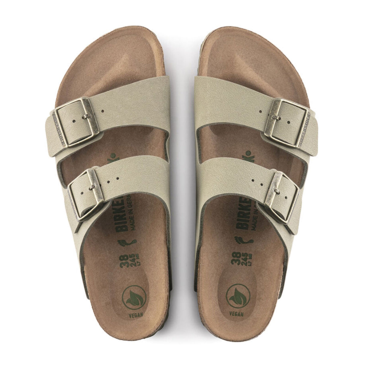 Birkenstock Arizona Vegan Birkibuc Narrow Slide Sandal (Women) - Faded Khaki Sandals - Slide - The Heel Shoe Fitters