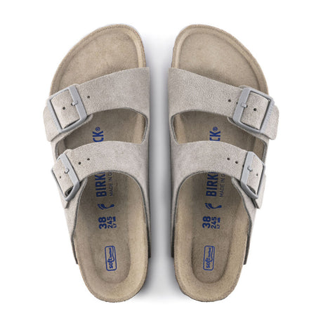 Birkenstock Arizona Soft Footbed Slide Sandal (Women) - Stone Coin Suede Sandals - Slide - The Heel Shoe Fitters