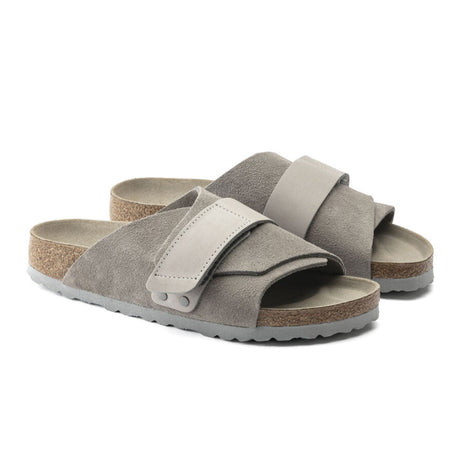 Birkenstock Kyoto Slide Sandal (Men) - Stone Coin Suede/Stone Coin Nubuck Sandals - Slide - The Heel Shoe Fitters