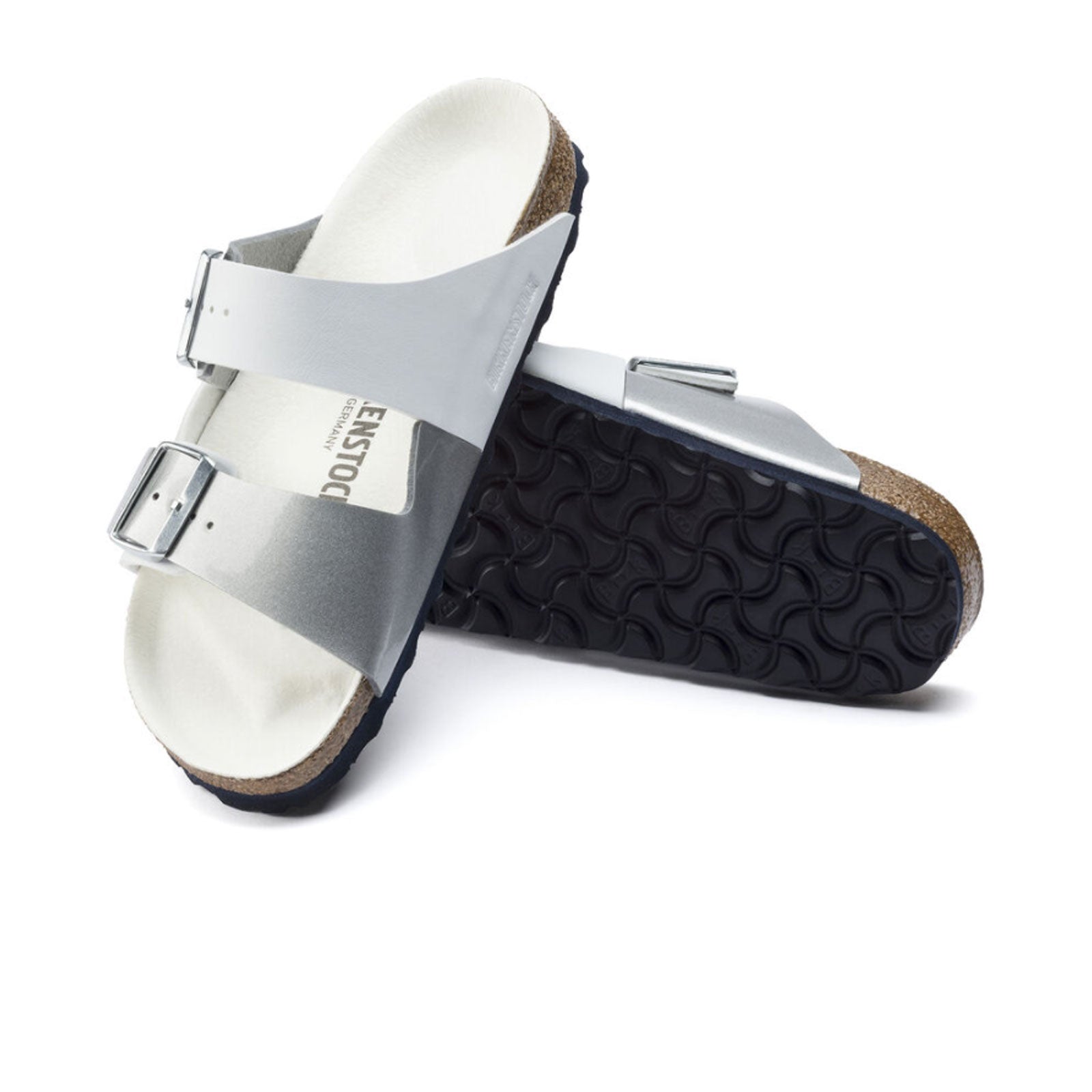 Silver and hot sale white birkenstock