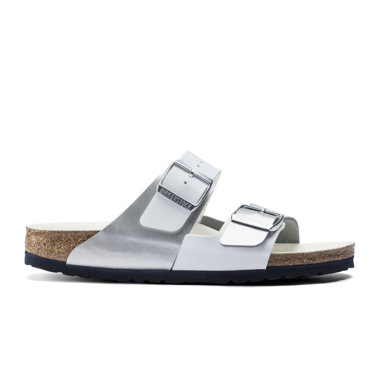 Birkenstock Arizona Split Birko-Flor Narrow Slide Sandal (Women) -  White/Silver