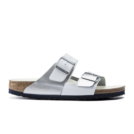 Birkenstock Arizona Split Slide Sandal (Women) - White/Silver Birko-Flor Sandals - Slide - The Heel Shoe Fitters