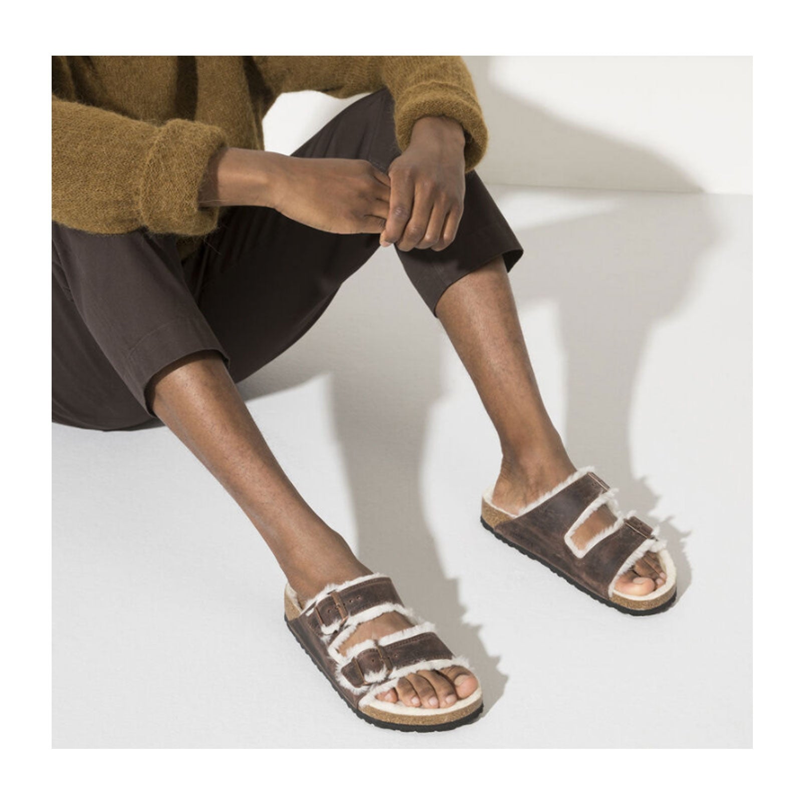 Birkenstock shearling online slides