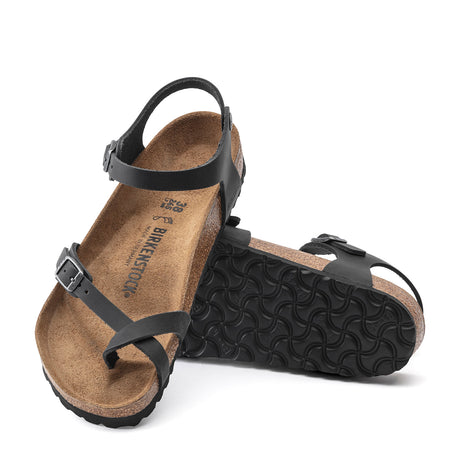 Birkenstock Taormina (Women) - Black Oiled Leather Sandals - Backstrap - The Heel Shoe Fitters