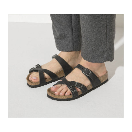 Birkenstock Franca Narrow Slide Sandal (Women) - Black Oiled Leather Sandals - Slide - The Heel Shoe Fitters