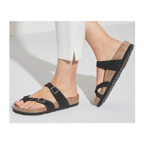 Birkenstock Mayari Vegan Sandal (Women) - Black Birkibuc Sandals - Thong - The Heel Shoe Fitters