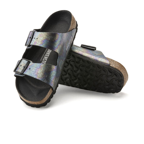 Birkenstock Arizona Vegan Slide Sandal (Women) - Iridescent Black Microfiber Sandals - Slide - The Heel Shoe Fitters