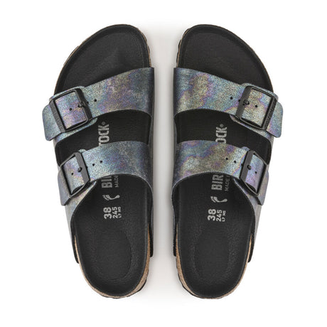 Birkenstock Arizona Vegan Slide Sandal (Women) - Iridescent Black Microfiber Sandals - Slide - The Heel Shoe Fitters