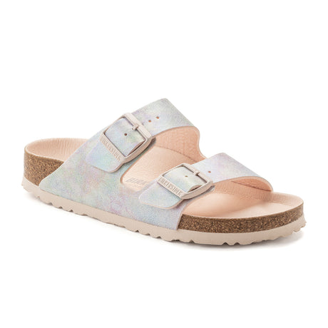 Birkenstock Arizona Vegan Slide Sandal (Women) - Iridescent Light Rose Sandals - Slide - The Heel Shoe Fitters
