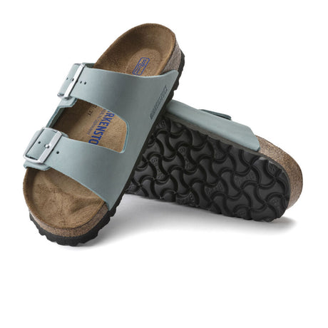 Birkenstock Arizona Soft Footbed Narrow Slide Sandal (Women) - Faded Aqua Nubuck Sandals - Slide - The Heel Shoe Fitters