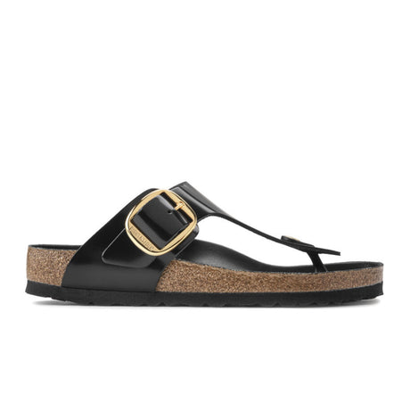 Birkenstock Gizeh Big Buckle Sandal (Women) - High Shine Black Leather Sandals - Thong - The Heel Shoe Fitters