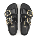 Birkenstock Arizona Big Buckle Narrow Slide Sandal (Women) - High Shine Black Leather Sandals - Slide - The Heel Shoe Fitters