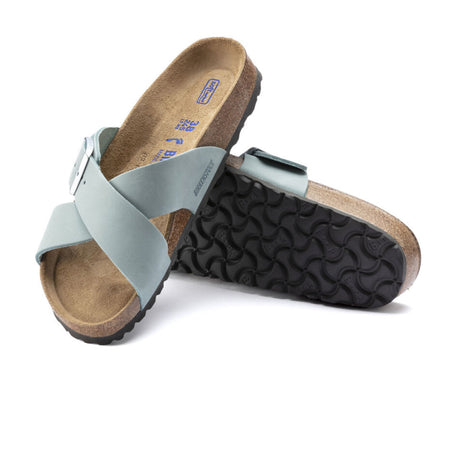 Birkenstock Siena Soft Footbed Slide Sandal (Women) - Faded Aqua Nubuck Sandals - Slide - The Heel Shoe Fitters