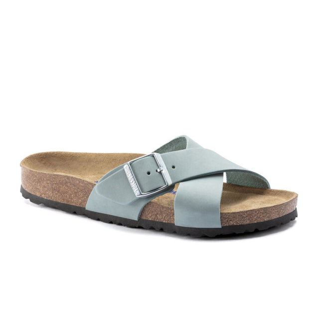 Birkenstock Siena Soft Footbed Slide Sandal (Women) - Faded Aqua Nubuck Sandals - Slide - The Heel Shoe Fitters