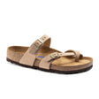 Birkenstock Mayari Soft Footbed Sandal (Women) - Sandcastle Nubuck Sandals - Slide - The Heel Shoe Fitters