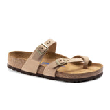 Birkenstock Mayari Soft Footbed Sandal (Women) - Sandcastle Nubuck Sandals - Slide - The Heel Shoe Fitters