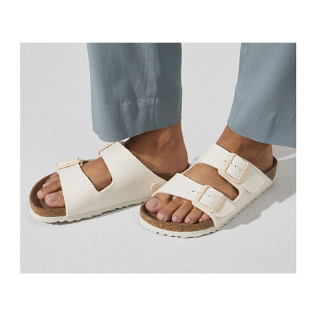 Birkenstock Arizona Vegan Slide Sandal (Women) - Eggshell Canvas Sandals - Slide - The Heel Shoe Fitters