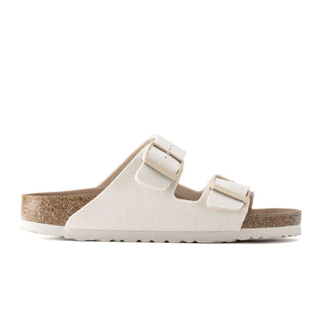 Birkenstock Arizona Vegan Narrow Slide Sandal (Women) - Eggshell Canvas Sandals - Slide - The Heel Shoe Fitters