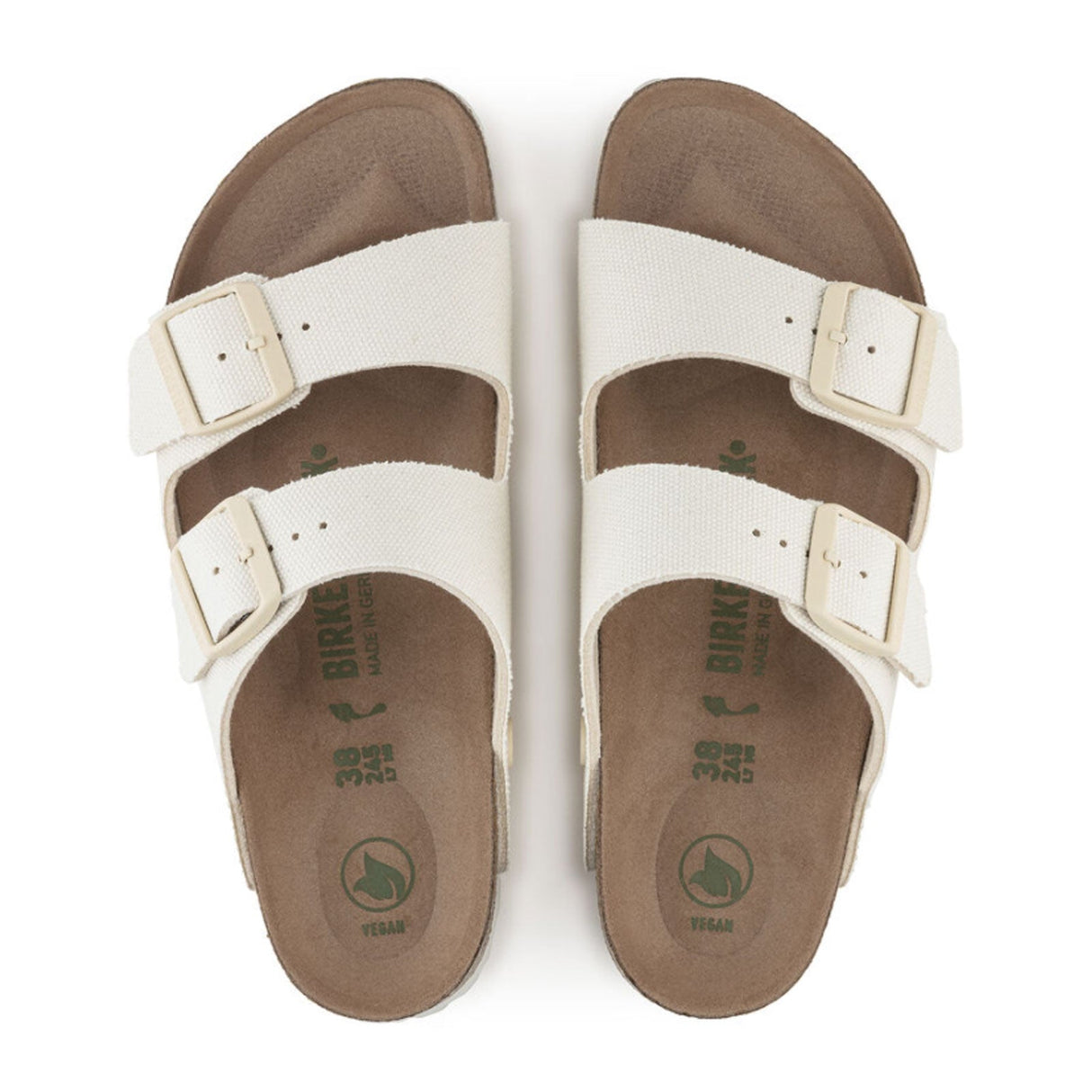 Birkenstock Arizona Vegan Narrow Slide Sandal (Women) - Eggshell Canvas Sandals - Slide - The Heel Shoe Fitters