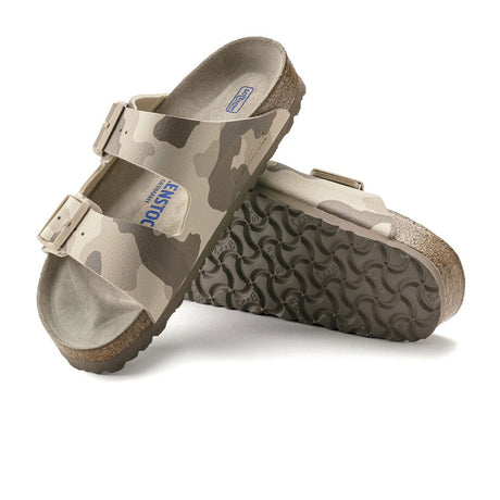 Birkenstock Arizona Soft Footbed Narrow Slide Sandal (Women) - Desert Soil Camo Gray Taupe Birko-Flor Sandals - Slide - The Heel Shoe Fitters