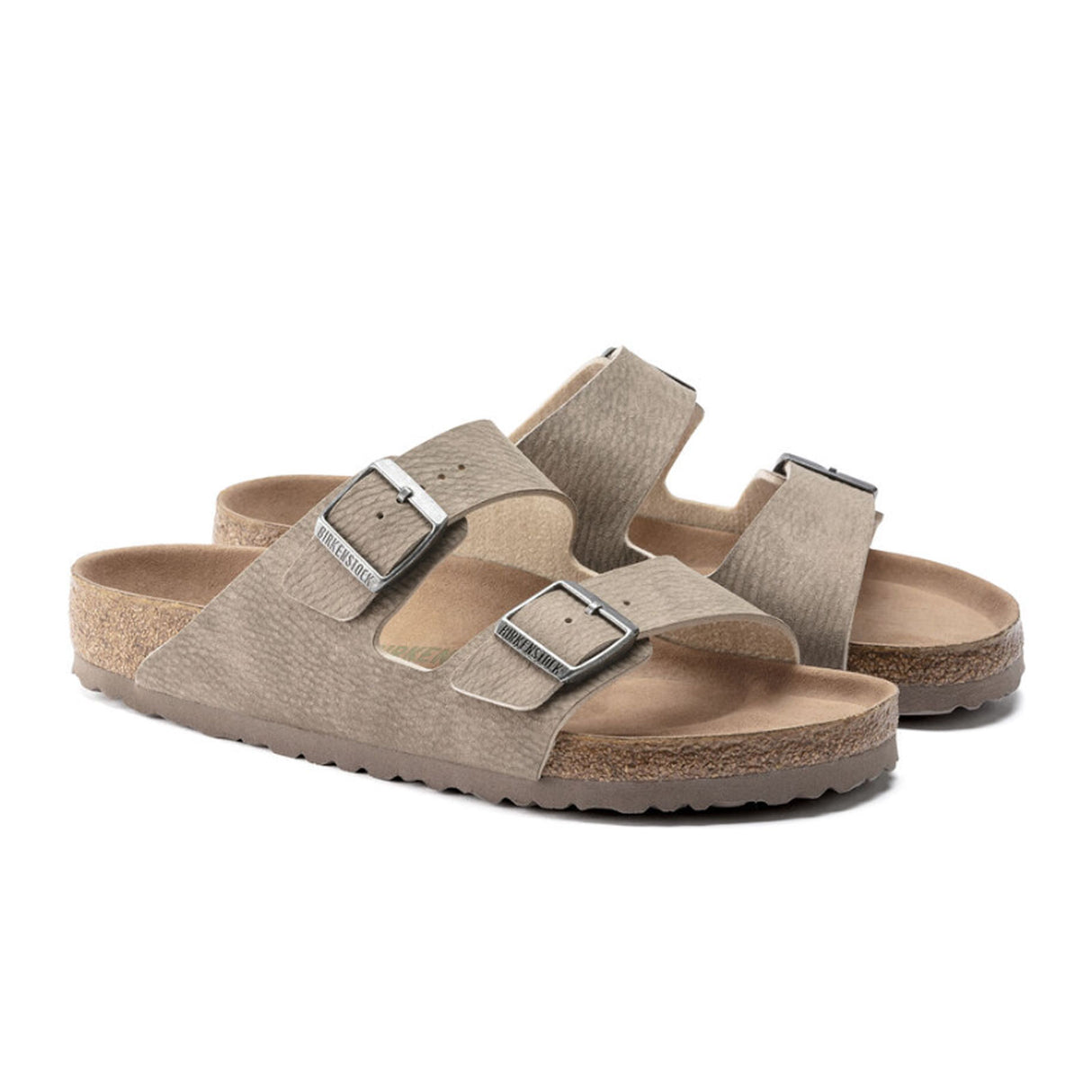 Birkenstock Arizona Vegan Birko-Flor Slide Sandal (Men) - Desert Dust Gray Taupe Sandals - Slide - The Heel Shoe Fitters