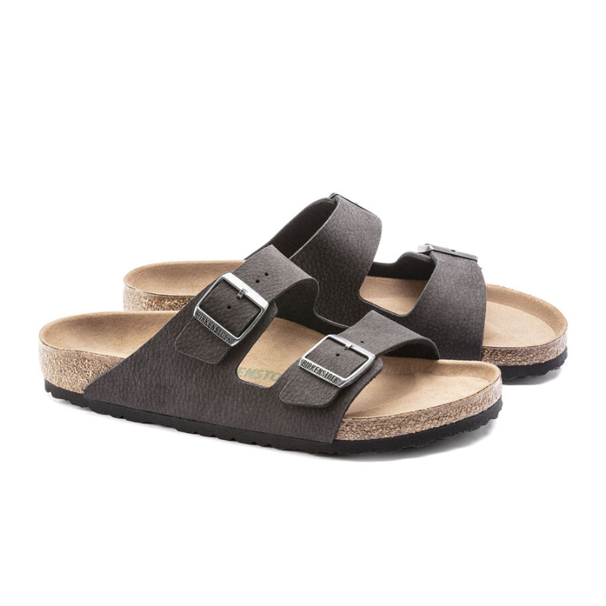 Birkenstock Arizona Vegan Birko-Flor Slide Sandal (Men) - Desert Dust Black Sandals - Slide - The Heel Shoe Fitters