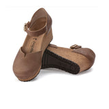 Birkenstock Mary Ring-Buckle Wedge Sandal (Women) - Cognac Oiled Leather Sandals - Heel/Wedge - The Heel Shoe Fitters