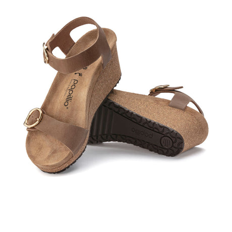 Birkenstock Soley Ring-Buckle Wedge Sandal (Women) - Cognac Oiled Leather Sandals - Heel/Wedge - The Heel Shoe Fitters