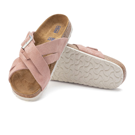 Birkenstock Lugano Soft Footbed Slide Sandal (Women) - Pink Clay Suede Sandals - Slide - The Heel Shoe Fitters