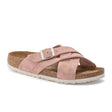 Birkenstock Lugano Soft Footbed Slide Sandal (Women) - Pink Clay Suede Sandals - Slide - The Heel Shoe Fitters