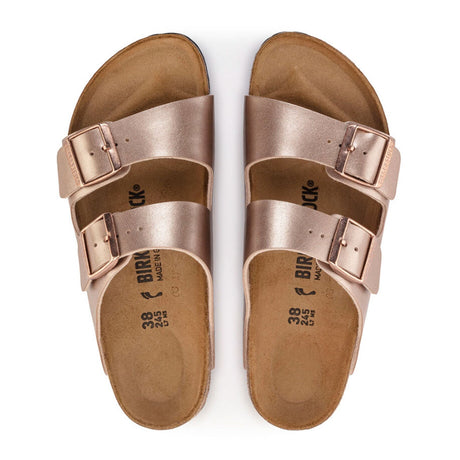 Birkenstock Arizona Narrow Slide Sandal (Women) - Copper Birko-Flor Sandals - Slide - The Heel Shoe Fitters