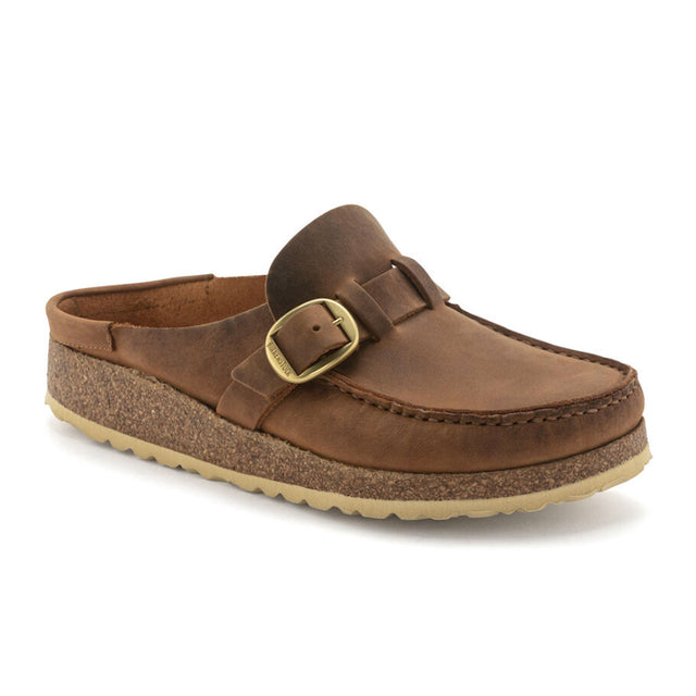 Birkenstock Buckley Clog (Women) - Cognac Oiled Leather Dress-Casual - Clogs & Mules - The Heel Shoe Fitters