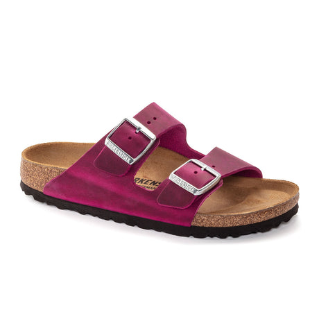 Birkenstock Arizona Narrow Slide Sandal (Women) - Festival Fuchsia Oiled Leather Sandals - Slide - The Heel Shoe Fitters