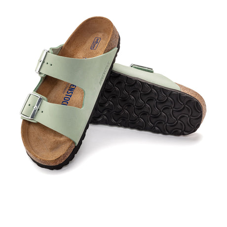 Birkenstock Arizona Soft Footbed Slide Sandal (Women) - Matcha Nubuck Sandals - Slide - The Heel Shoe Fitters